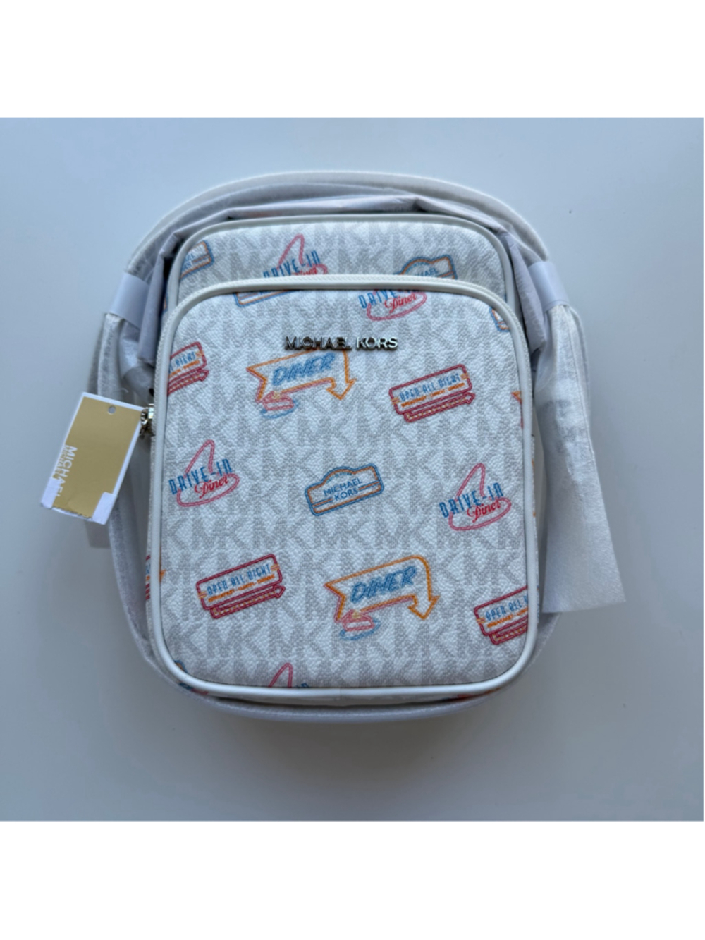 Michael Kors Jet Set Optic White Printed Crossbody Bag NWT